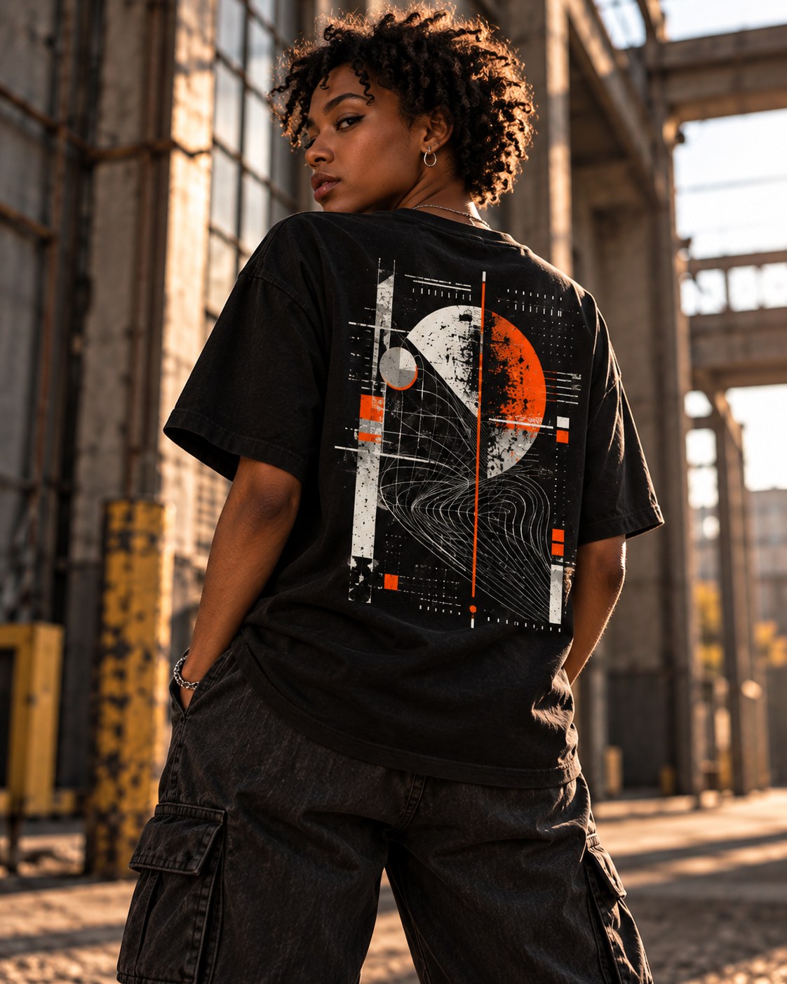 Model wearing ECLIPSE / REVERSE T-shirt
