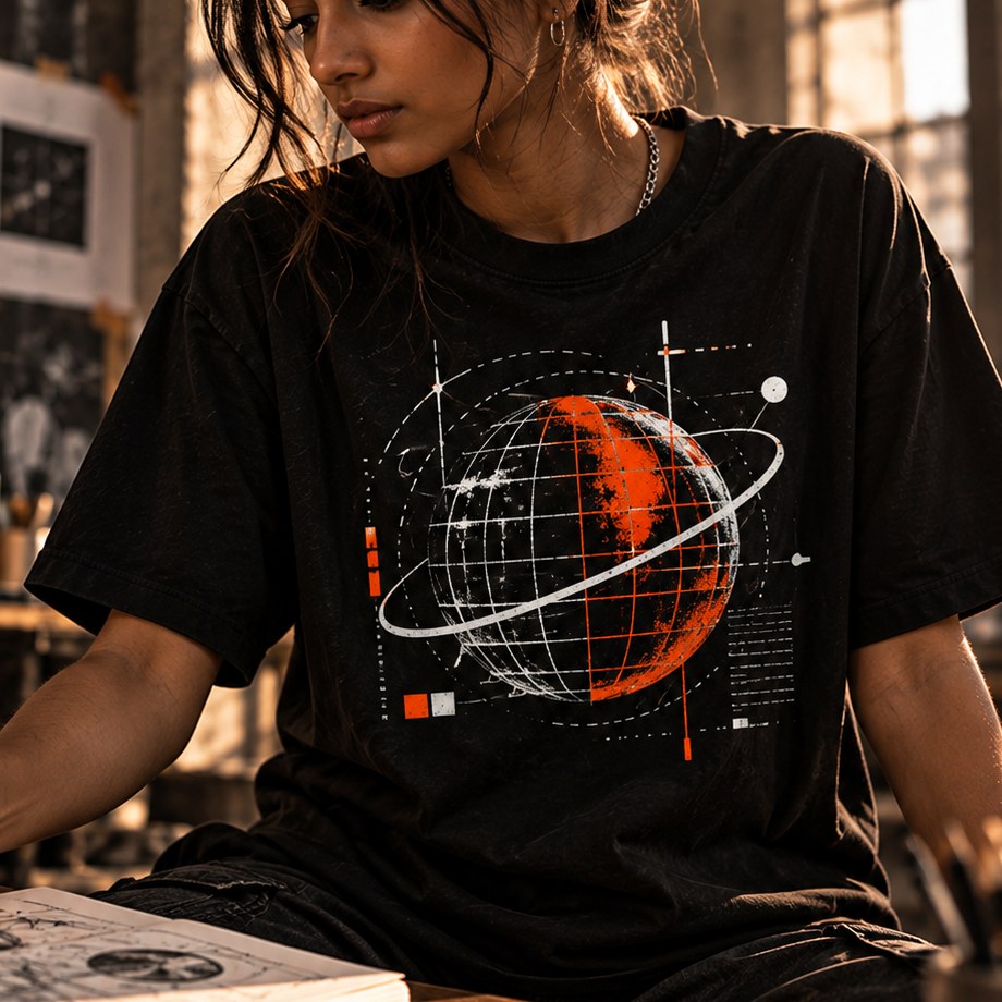 Close-up of ORBIT STUDY T-shirt design